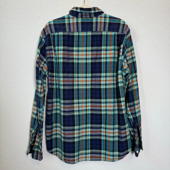 J Crew Men's Sporting Blue Green Flannel Button Down Size L - Picture 7 of 7